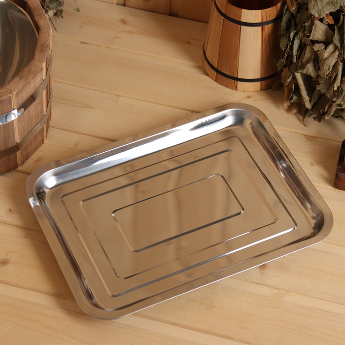 Поддон - испаритель для соляного брикета, нержавеющая сталь, 36×27 см, толщина 0.4 мм