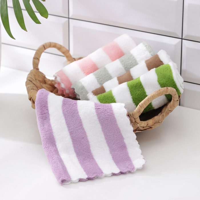 Салфетка для уборки Доляна «Полоски», микрофибра махровая, 30×30 см, МИКС