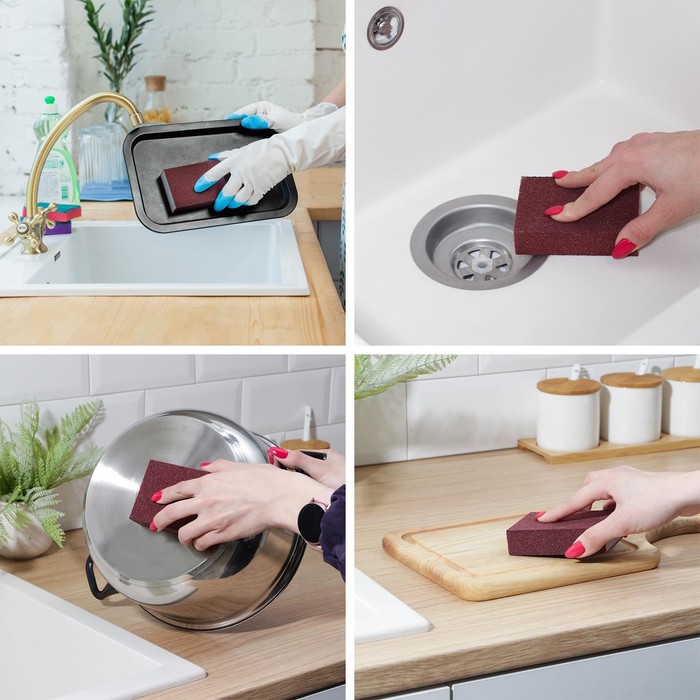 Губка для посуды «Чудо-губка», чистящая, 10×7×2.5 см