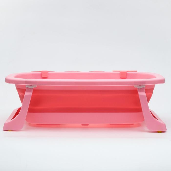 Ванночка детская складная со сливом, «Краб», 67 см, розовая