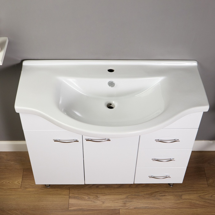 Тумба напольная «Элеганс 100/3», раковина «Эльбрус», цвет белый