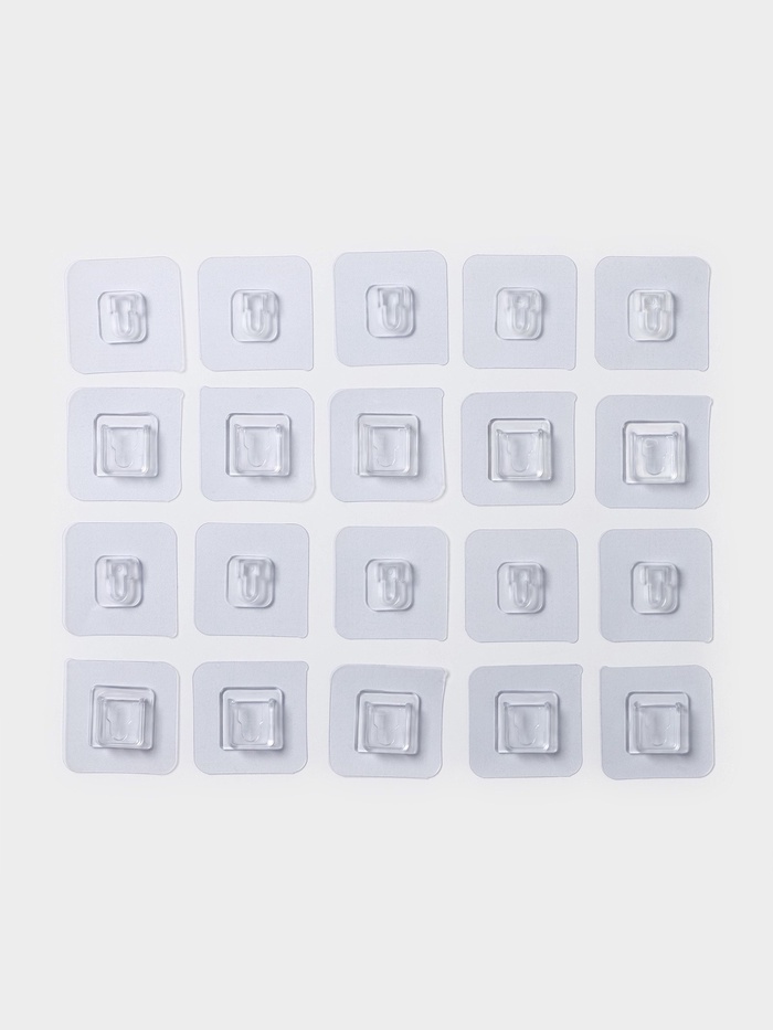 Крючки держатели двойные самоклеящиеся, 10 комплектов, 5.7×5.7×1 см, прозрачные