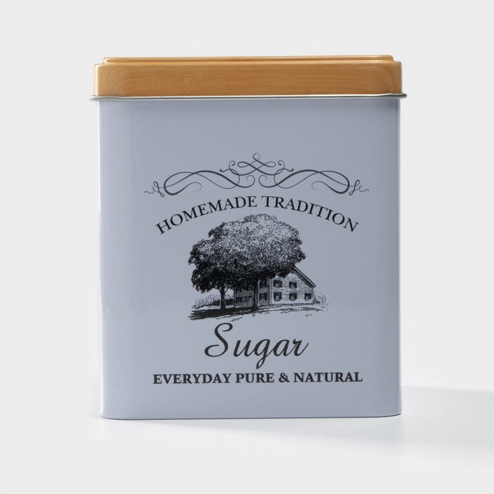 Банка для сахара «Дом и поле», 1.1 л, 12×10 см, жесть, белая
