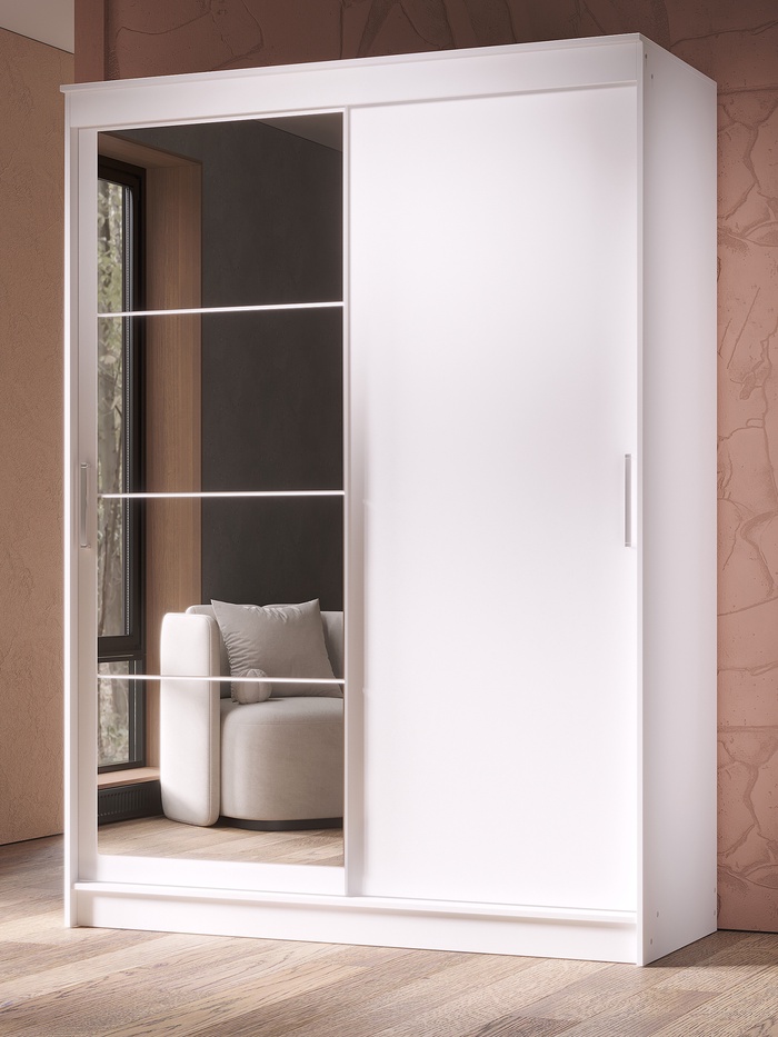 Шкаф - купе «ГРАНД 1», с зеркалом, 1600×615×2200 мм, цвет белый гладкий корпус