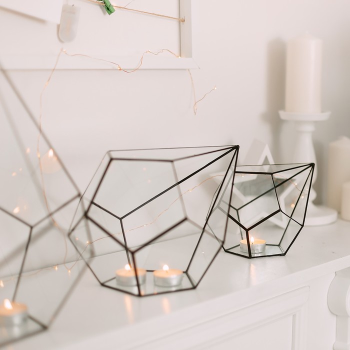 Флорариум «Пирамидка», средняя, стекло, швы чёрные