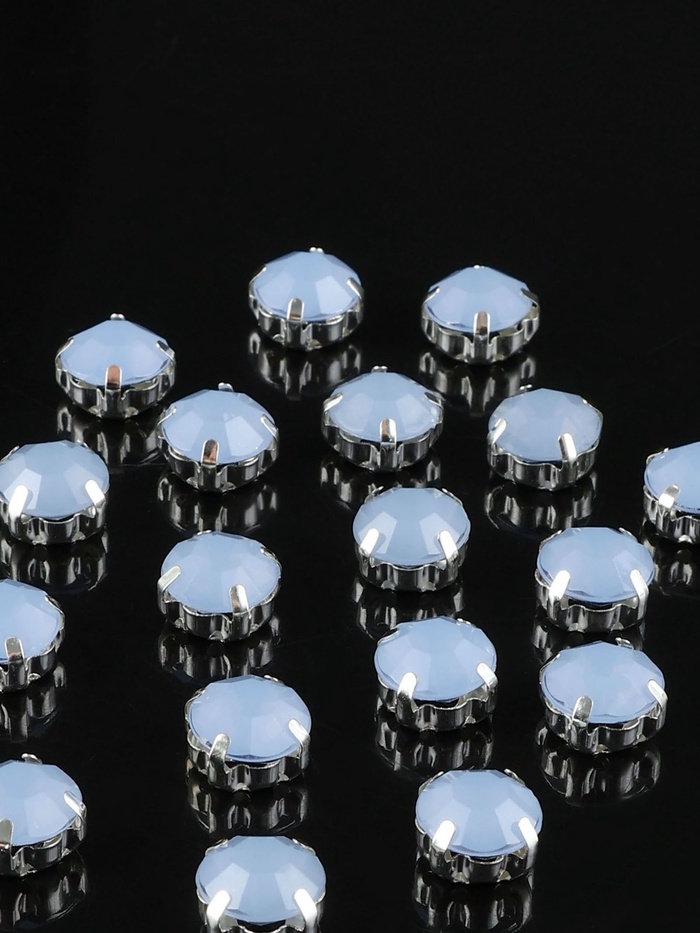 Стразы пришивные «Шатон», круглые, в цапах, d=10 мм, 20 шт., голубые