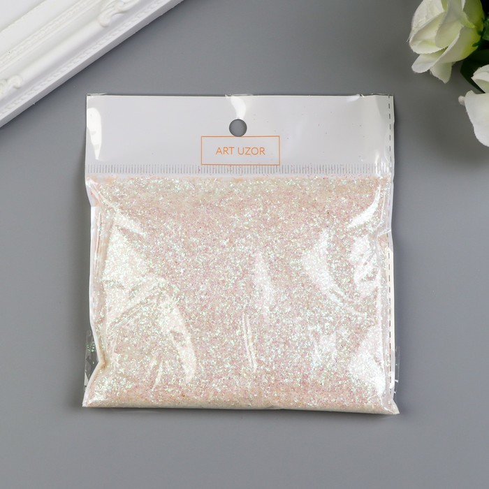 Глиттер для творчества 45 гр "Слюда белая" 18х12 см