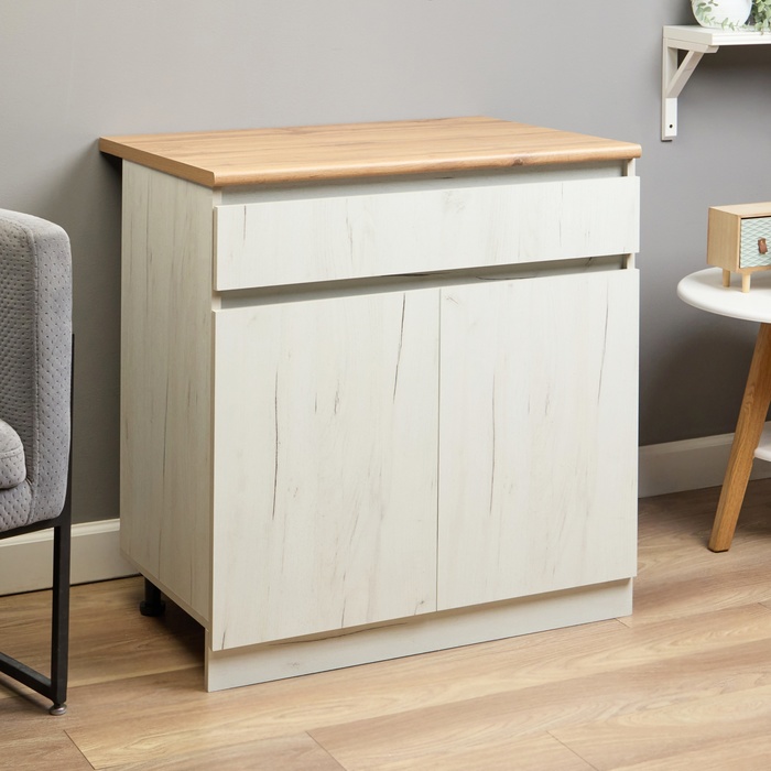 Шкаф напольный «Зара», 1 ящик, 2 двери, 800×600×850 мм, цвет крафт белый