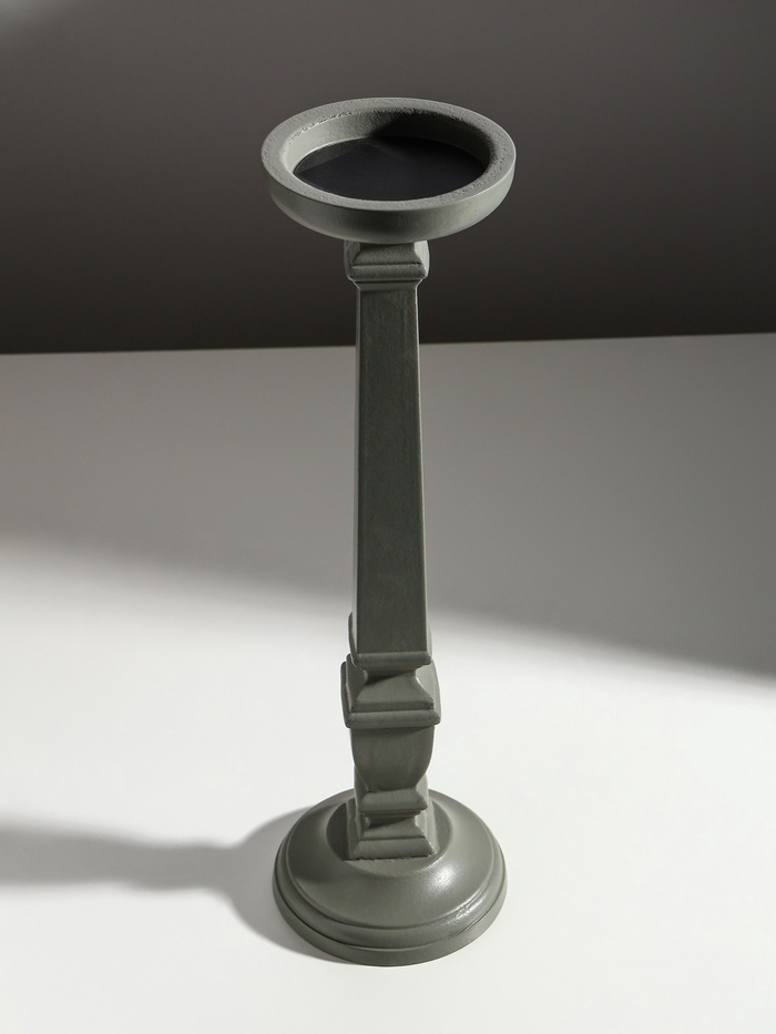 Деревянный подсвечник на 1 свечу «Греция», серый, 11.5×11.5×39.5 см