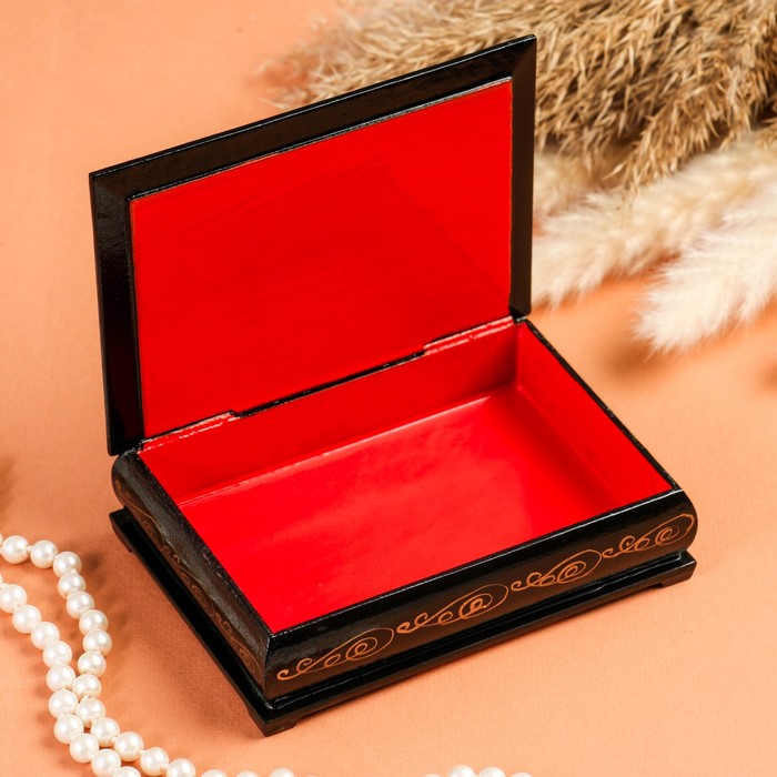 Шкатулка для украшений «Мишки в лесу», 10×14 см, лаковая миниатюра