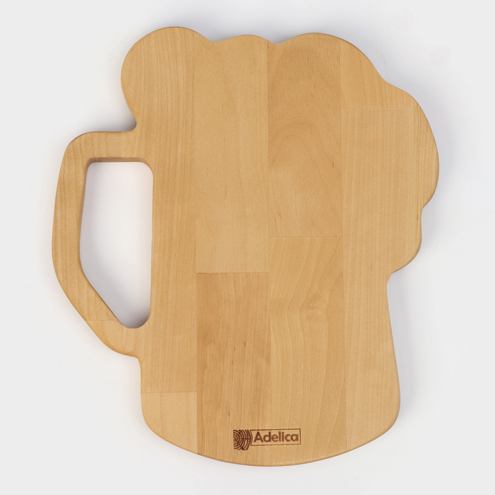 Менажница для подачи Adelica «Пивная кружка», 2 секции, 25×22×1.8 см, пропитано минеральным маслом, в подарочной коробке, дерево берёза