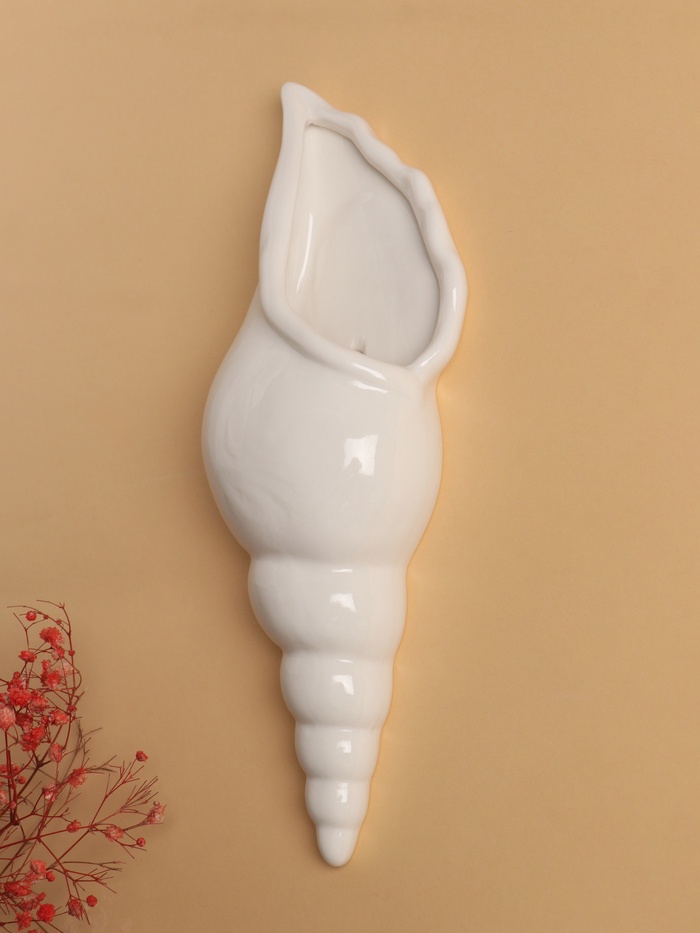 Декор настенный-ваза, панно TAKE IT EASY «Ракушка», 28×10.3 см, белый