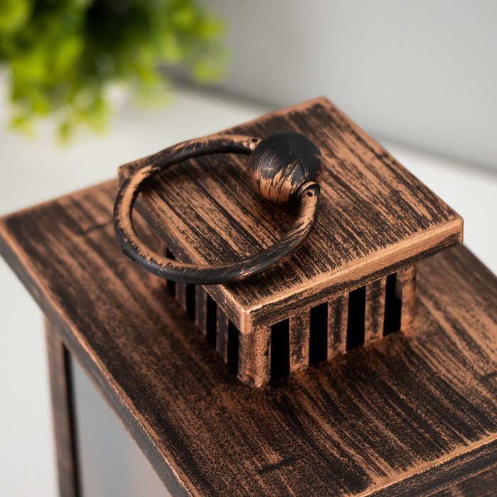 Ночник «Камин» LED от батареек 3хАА USB черный с медной патиной 12×14.5×26.5 см