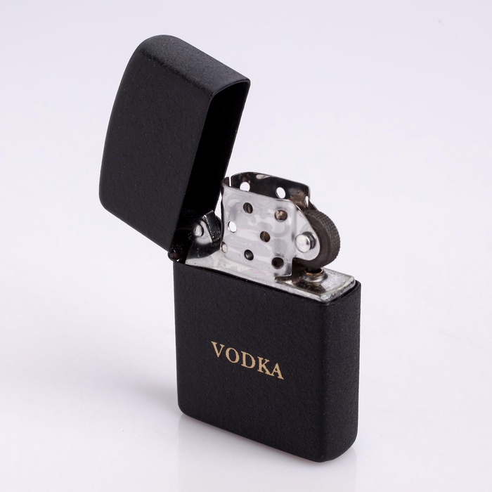 Зажигалка бензиновая «Водка» в металлической коробке, с кремнием