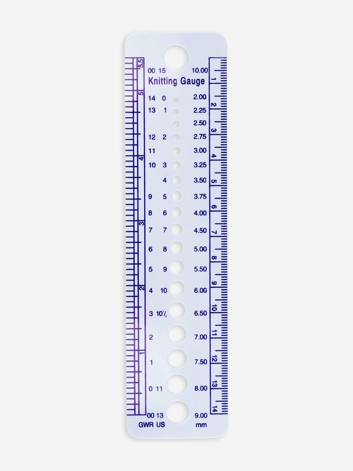 Линейка для определения размера спиц для вязания, 14 см