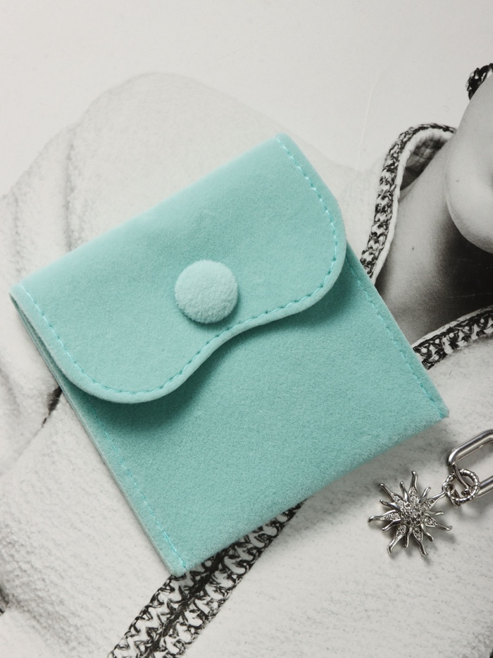 Конвертик для украшений бархатный, 7×7 см, фасовка 10 шт., бирюзовый