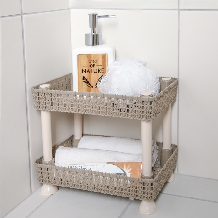 Этажерка настольная 2 яруса «Плетение», 24×15×20 см, МИКС