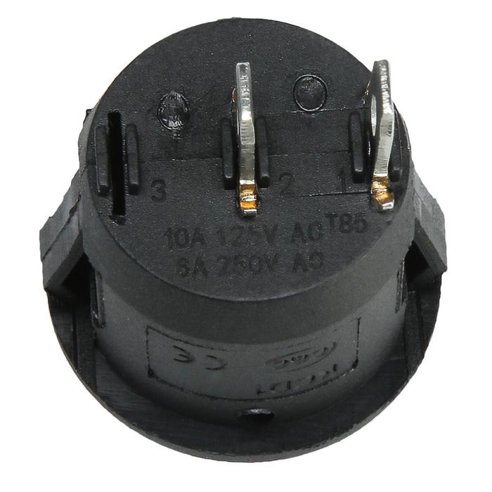 Выключатель клавишный, без подсветки, диаметр 23 мм, черный, 10 А