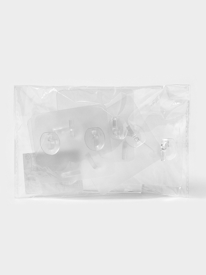 Крючки двойные самоклеящиеся настенные прозрачные, 8.5×7.6 см, 5 шт.