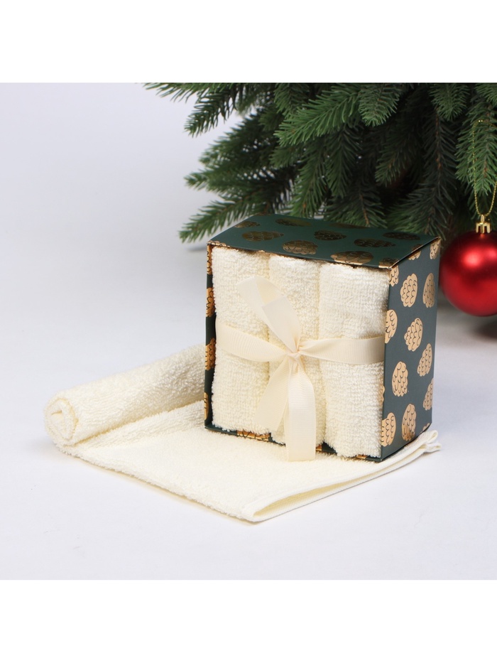 Набор махровых полотенец «Этель. Счастья», 30×30 см - 3 шт., хлопок 100%