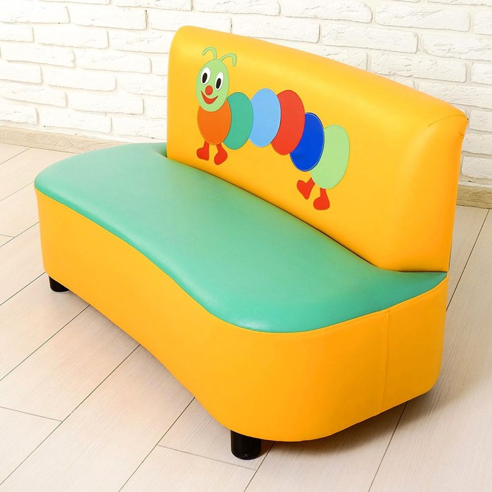 Диван мягкий «Пилот», цвет зелёно-жёлтый, с гусеницей