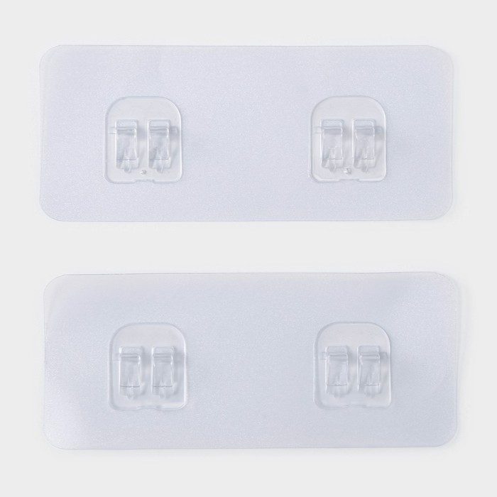 Крючки для полок самоклеящиеся двойные, 14×6 см, 2 шт., прозрачные