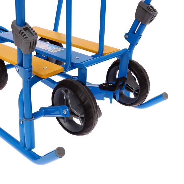 Санки детские с колёсами Nika Kids «Ветерок 7 универсал», с ручкой, с рукавичками, голубые