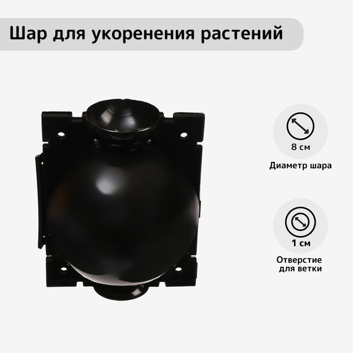 Шар для укоренения растений, d=8 см, под ветку 1 см, чёрный, Greengo