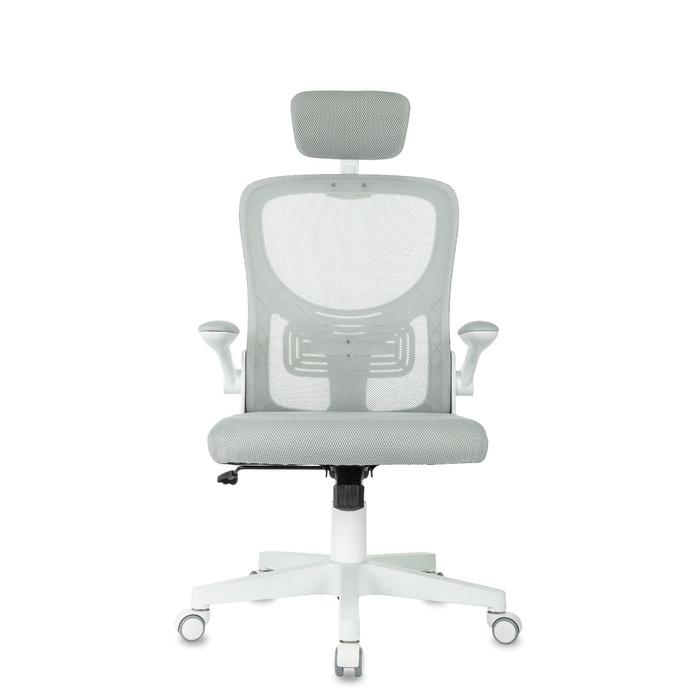 Кресло офисное «Бюрократ» MC-W101-H, с подголовником, сетка/ткань, цвет светло - серый/белый