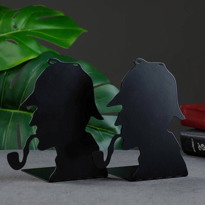 Держатель - подставка для книг «Сыщик», набор 2 шт., 15×10×10 см, чёрный