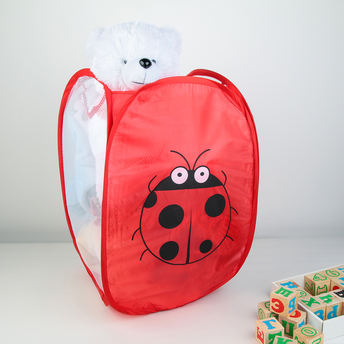 Корзина - сетка складная Доляна «Божья коровка», 32×32×52 см, красная