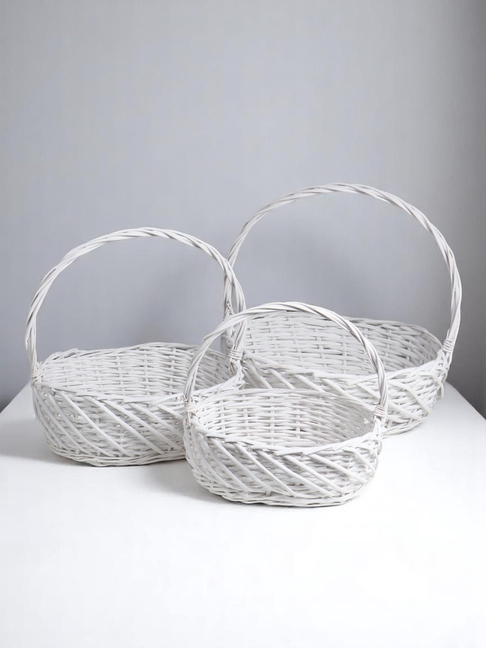 Корзина плетёная для хранения «Кнут», лоза, серая, набор 3 шт.