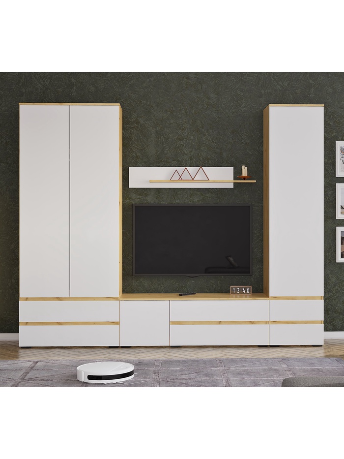 Гостиная «Лора», 2750×2200×440 мм, цвет крафт золотой/белый