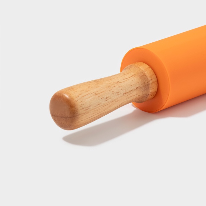 Скалка Доляна «Валенсия», 43×5.5 см, рабочая часть 19.5 см, оранжевая