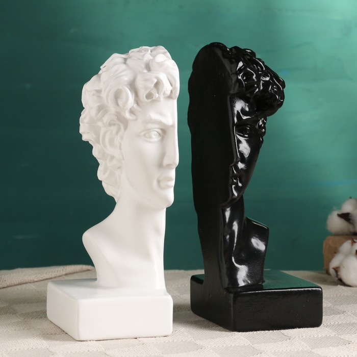 Держатель - подставка для книг «Бюст Давида», набор 2 шт., 25 см, чёрно-белый