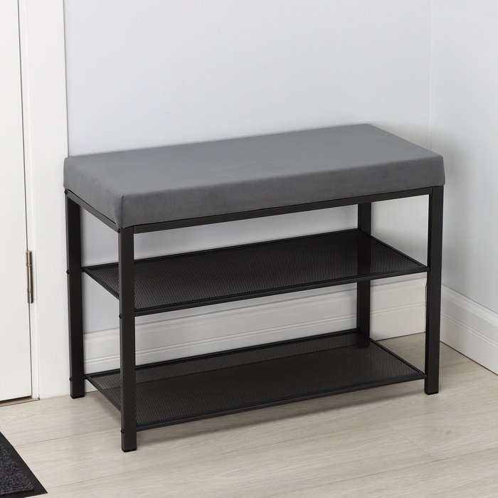 Банкетка «Торонто 23S», 67×30×49 см, каркас графит, сиденье серое