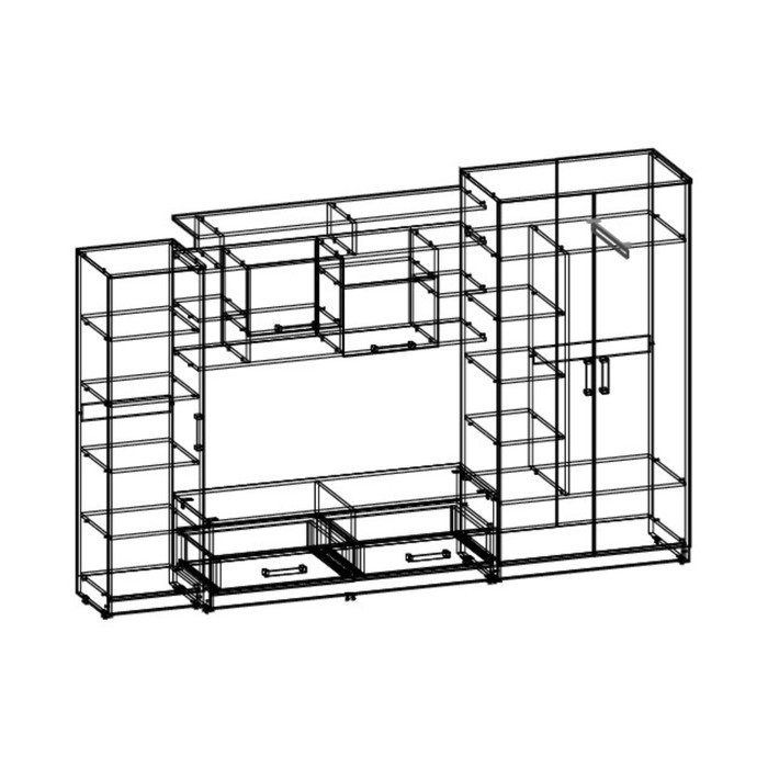 Гостиная «Марта-12», 1920×2400×440 мм, цвет венге/дуб молочный