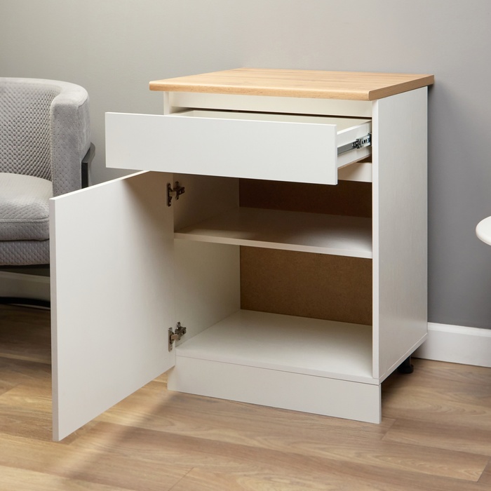 Шкаф напольный «Зара», 1 ящик, 1 створка, 600×600×850 мм, цвет белый