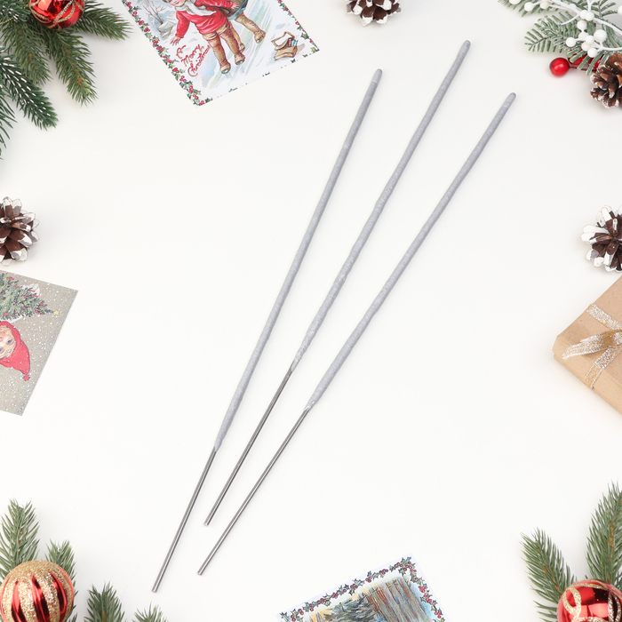 Бенгальские огни «Белый снег», 3 шт., 40 см, горение 120 сек.