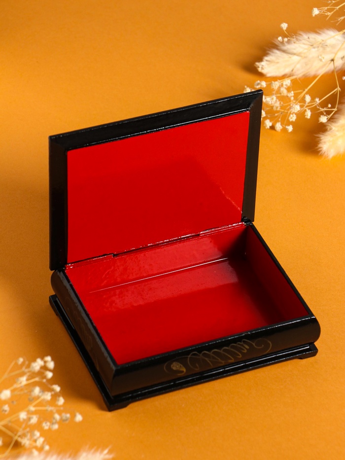 Шкатулка для украшений «Рябина в корзине», 10×14 см, лаковая миниатюра