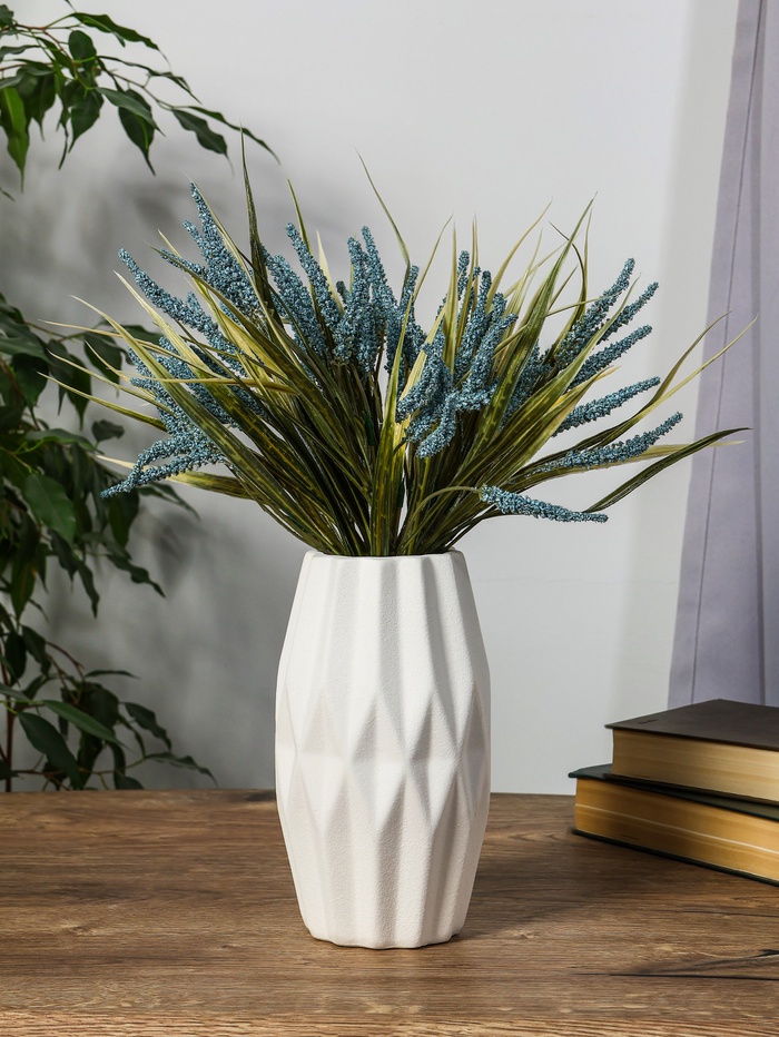 Ваза «Абиджил», геометрия, 20×11 см, d=7.5 см, керамика, белая