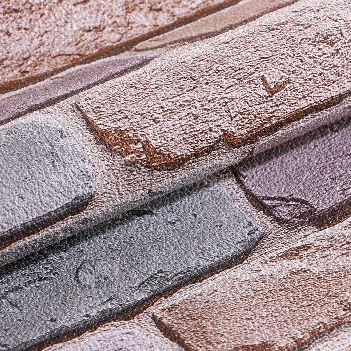 Бумажные обои Пермские обои «Кирпичи 301-02», 0.53×10.05 м, цвет розовый/сиреневый/серый