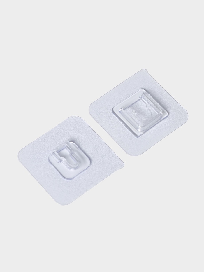 Крючки держатели двойные самоклеящиеся, 10 комплектов, 5.7×5.7×1 см, прозрачные