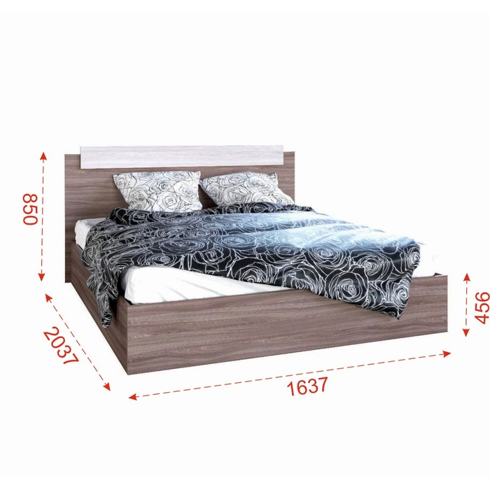 Кровать двуспальная «Леони», 1600×2000 мм, цвет ясень шимо светлый/ясень шимо тёмный