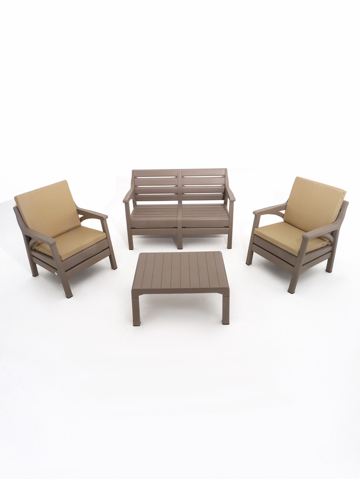 Набор садовой мебели «Евпатория»: 2 кресла, стол, двухместный диван, бежевый