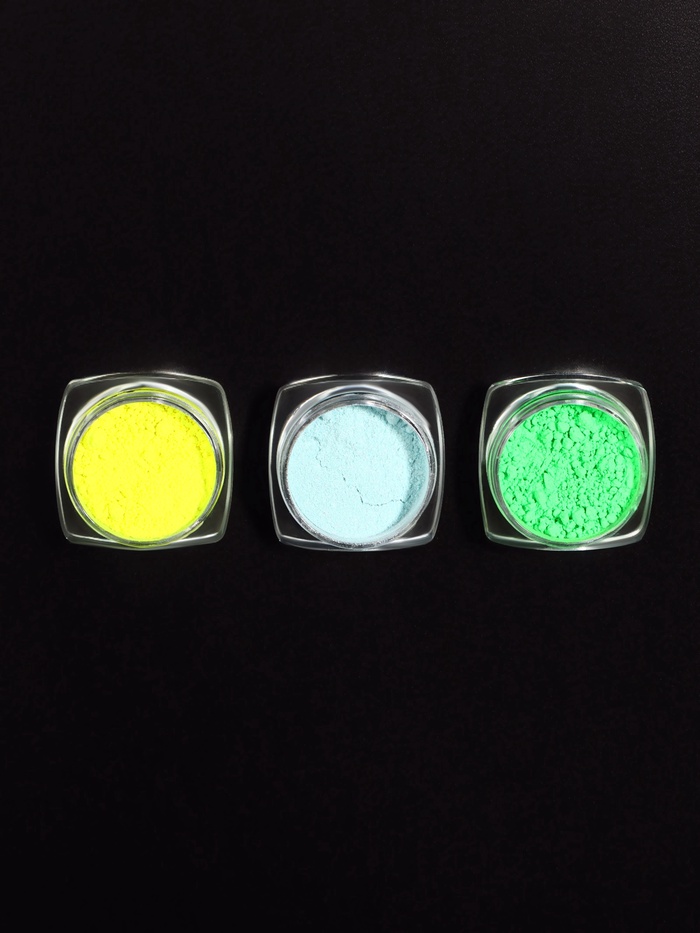 Втирка для ногтей флуоресцентная, набор 3 баночки, с аппликаторами, голубая, жёлтая, зелёная
