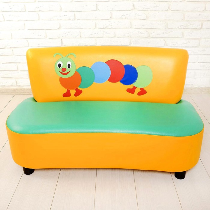 Диван мягкий «Пилот», цвет зелёно-жёлтый, с гусеницей