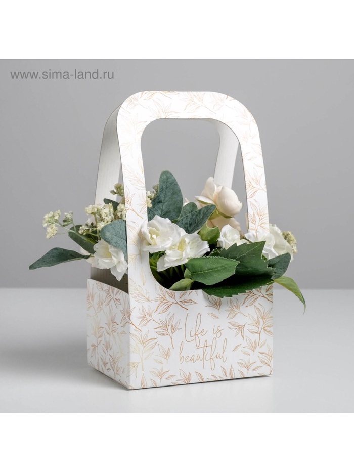 Коробка-переноска для цветов «Веточки», 17×12×32 см