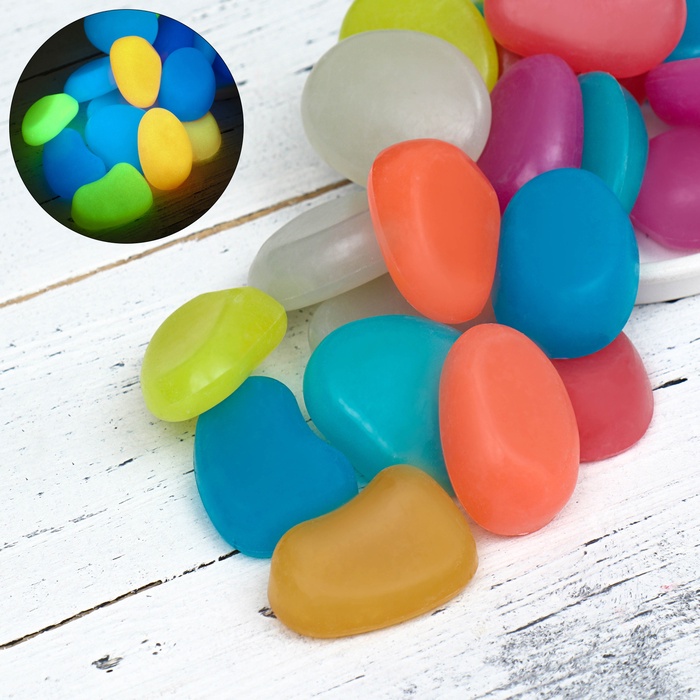 Декоративные камни для аквариума, 45 мм, 1 кг, светящиеся, МИКС