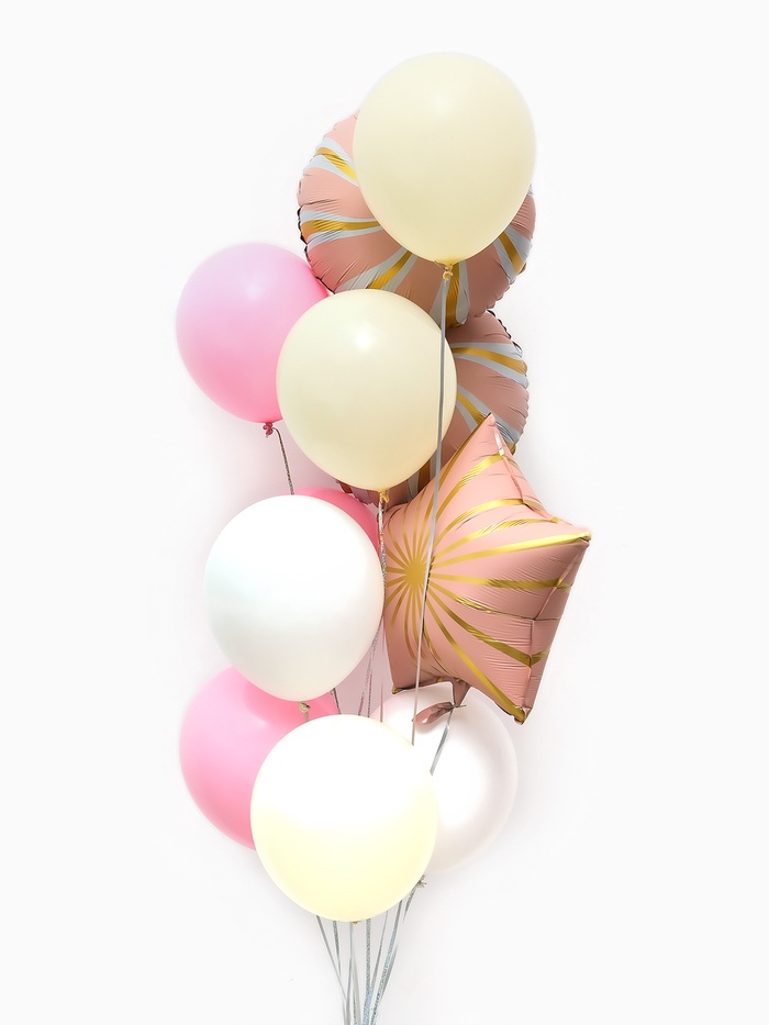 Воздушные шары «Розовые грани», фольга, латекс, набор 12 шт.